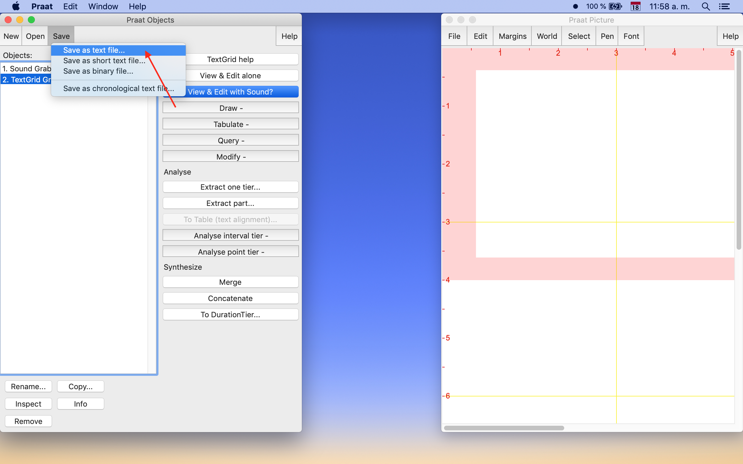 Guardar el TextGrid como archivo de texto