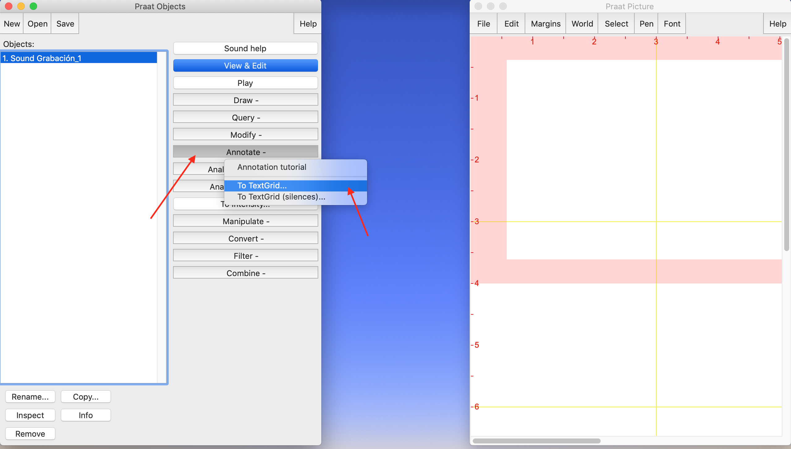 Crear un TextGrid